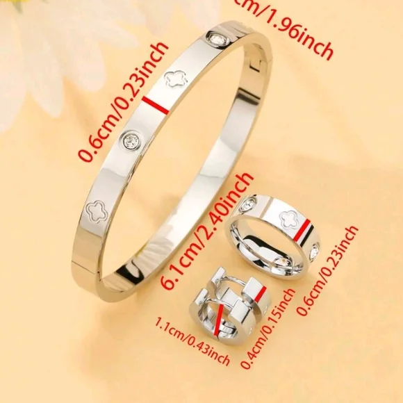 Elegant Silver Bracelet and Ring Set - Picture 5 of 5